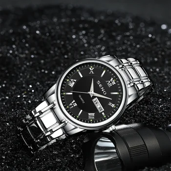 Часы бренда SENO Chennuo, выпущенные от имени мужских светящихся водонепроницаемых часов с двойным календарем, модные ультратонкие кварцевые часы