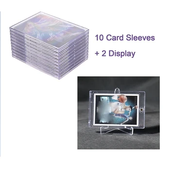 Рукава с картами, верхние загрузчики, 20 жестких пластиковых карт, прозрачный карточный кирпич + 4 подставки для дисплея Изображение 2
