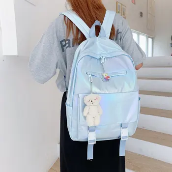 Женский рюкзак Laser Travel Backpack 2020, новые Корейские школьные сумки градиентного цвета для девочек-подростков, водонепроницаемая нейлоновая сумка через плечо MD0244