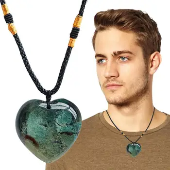 Подвеска в форме сердца с цепочкой Изысканное винтажное ожерелье из натурального хрусталя, улучшающее настроение Хрустальное ожерелье для работы на дому