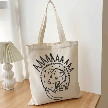 Милая сумка-тоут с принтом кричащего опоссума, повседневная холщовая сумка для покупок, сумка с забавным животным большой вместимости