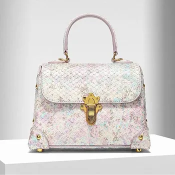 Женская сумка роскошная дизайнерская сумка из воловьей кожи со змеиным узором, женская сумка из натуральной кожи, женская сумка