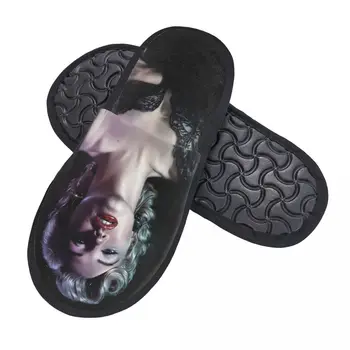 Сексуальные женские тапочки Marilyns Monroe с мягкими потертостями и эффектом памяти, женская домашняя обувь для спа в стиле абстрактного поп-арта Изображение 2
