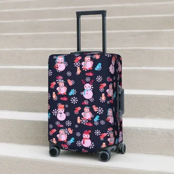 Чехол для чемодана с рождественским рисунком, милая варежка в виде снеговика, винтажная эластичная защита для путешествий, чехол для багажа, праздничный