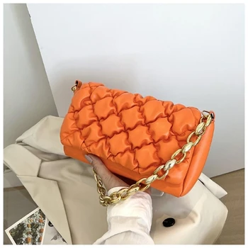Оранжевая женская сумка 2023, Корейская роскошная трендовая женская сумка для девочек, яркие ПВХ кошельки через плечо из искусственной кожи, женская кожаная сумка-тоут из США