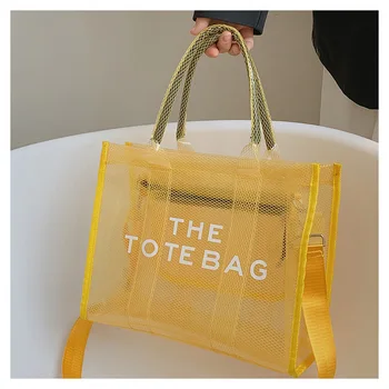 Женская сумка через плечо, сумка с верхней ручкой, женская сумка, повседневная высококачественная женская сумка из ПВХ, прозрачная сумка-тоут большой емкости