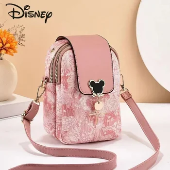 Новая женская сумка Disney's Mickey через плечо, модная и высококачественная маленькая сумка, повседневная многофункциональная женская сумка для мобильного телефона