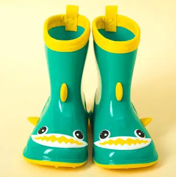 Детские непромокаемые ботинки с 3D мультяшной акулой, нескользящие, мягкие, модные для мальчиков и девочек, водонепроницаемая обувь Four Seasons, нескользящая
