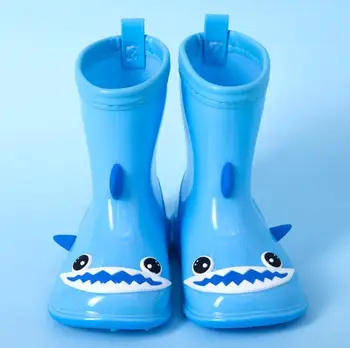 Детские непромокаемые ботинки с 3D мультяшной акулой, нескользящие, мягкие, модные для мальчиков и девочек, водонепроницаемая обувь Four Seasons, нескользящая Изображение 2