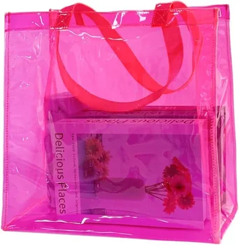 Прозрачная прочная сумка из ПВХ, портативная водонепроницаемая прозрачная сумка-тоут для работы, покупок и учебы