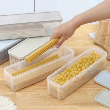 Коробка для хранения лапши Длинная коробка для консервирования лапши Пластиковый прямоугольник для спагетти большого размера, герметичная коробка для пищевых продуктов большой емкости TMZ
