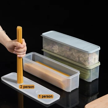 Коробка для хранения лапши Длинная коробка для консервирования лапши Пластиковый прямоугольник для спагетти большого размера, герметичная коробка для пищевых продуктов большой емкости TMZ Изображение 2