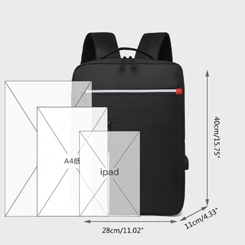 Универсальный мужской рюкзак Школьный рюкзак с USB-портом для зарядки Рюкзак для ноутбука с несколькими отделениями для ежедневного использования Изображение 2