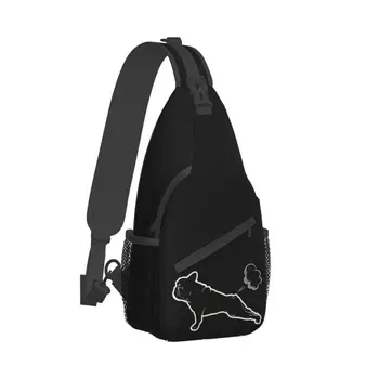 Модная сумка-слинг для йоги с французским бульдогом для путешествий, походов, мужской нагрудный рюкзак через плечо, наплечный рюкзак Изображение 2