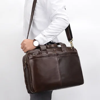 Сумка мода бизнес Мужские сумки верхний слой воловьей кожи сумка через плечо сумка Масло Воск кожа мужская 