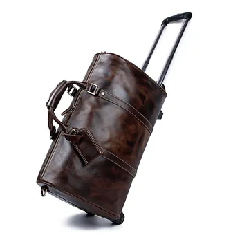 Стильная винтажная кожаная дорожная сумка большой вместимости для мужчин