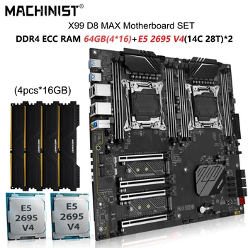Комплект материнской платы MACHINIST X99 Intel LGA 2011-3 kit Xeon E5 2695 v4 с двумя процессорами 4шт * 16 = 64 ГБ оперативной памяти DDR4 ECC NVME M.2 D8 MAX