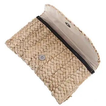 Женский соломенный вязаный клатч в стиле бохо, плетеная сумочка, летняя пляжная сумка, кошелек-держатель.