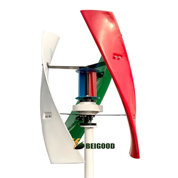 Домашний Малошумный Ветрогенератор 5 кВт Вертикальная Ветряная Турбина 5000 Вт 12 В 24 В 48 В Электрическая Ветряная Мельница для Фермы С Регулятором Управления MPPT Изображение 2