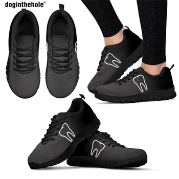 Doginthehole/ Серая черная женская обувь на плоской подошве с милым рисунком зубов, стоматологическая обувь, женские весенние легкие дышащие кроссовки на шнуровке
