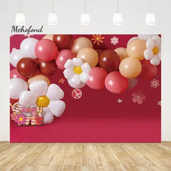 Фон для фотосъемки Mehofond Отличный Фон для портрета одной девушки На Первый День Рождения, Красочный Воздушный шар, Цветочный Декор для Фотосессии