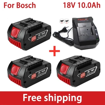 100% Оригинальная литий-ионная аккумуляторная батарея 18V 10.0A для запасных электроинструментов Bosch 10000 мАч Портативный индикатор замены