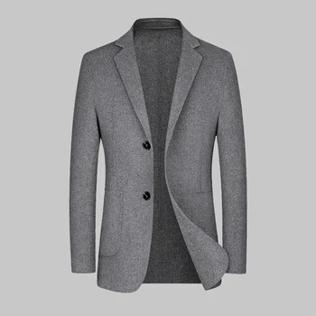 2023 100% высококачественный шерстяной костюм Весенне-осенней моды, красивый трендовый однорядный двусторонний пиджак на двух пуговицах ручной работы