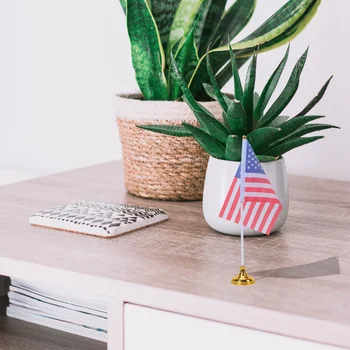 96 шт. Креативный американский настольный флаг, Национальный флаг США, флаг страны, настольные флаги, украшение стола для домашнего офиса (24 золотых круглых Изображение 2