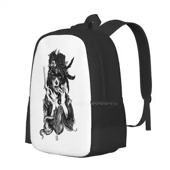 Dia De Los Muertos-Школьная сумка с Сахарным Черепом, рюкзак большой емкости для ноутбука, Мексиканский Латиноамериканец, Латиноамериканка, Женщина-Змея, Мексиканский Черный Изображение 2
