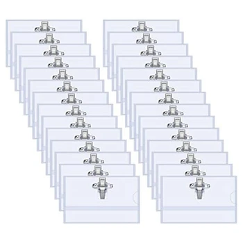 Зажим в виде булавки из 100 штук Горизонтальные держатели именных бейджей Со вставками Fit Card Прозрачный