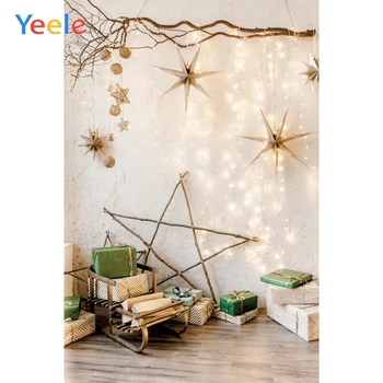 Рождественский фон Светлая ветка дерева, подарок в виде звезды, деревянный пол, детская комната, фоны для фотосъемки, фон для фотостудии, фотофон Изображение 2