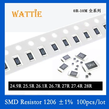 SMD резистор 1206 1% 24.9R 25.5R 26.1R 26.7R 27R 27.4R 28R 100 шт./лот микросхемные резисторы 1/4 Вт 3.2 мм * 1.6 мм