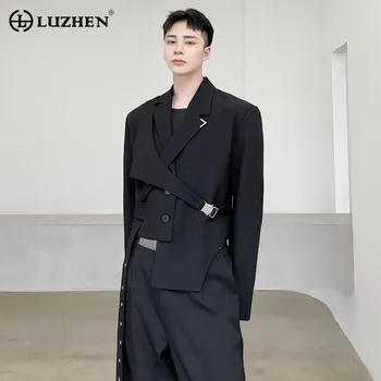 Модный дизайн подола LUZHEN 2023, Асимметричный повседневный съемный оригинальный блейзер, мужская куртка высокой уличной моды, новинка 1f0d42