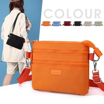 2023 Новые модные маленькие однотонные женские сумки для путешествий!Красивые винтажные сумки на плечо с несколькими молниями, универсальная холщовая сумка с клапаном