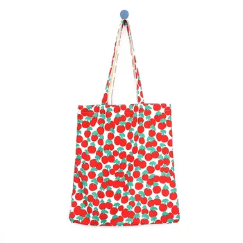 Летняя новая сумочка с принтом, маленькая свежая маленькая вишневая холщовая сумка большой емкости, ретро-нишевая сумка через плечо.