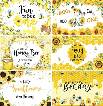 Фон для вечеринки в честь Дня рождения первокурсника Fun To Bee One, баннеры с Днем рождения Happy Bee, фон для фотосъемки, реквизит, декор стола для торта