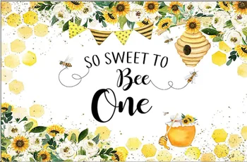 Фон для вечеринки в честь Дня рождения первокурсника Fun To Bee One, баннеры с Днем рождения Happy Bee, фон для фотосъемки, реквизит, декор стола для торта Изображение 2