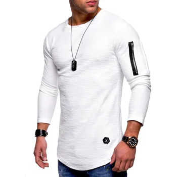 A2583 новая футболка мужская весенне-летняя футболка мужская хлопковая футболка с длинными рукавами для бодибилдинга складная мужская