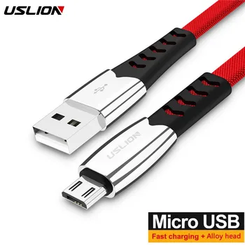 USLION Сплав Красный Micro USB Кабель 2.4A Кабель Для Быстрой Зарядки Шнур Для Xiaomi redmi note 5pro Micro USB Кабель Для Синхронизации Данных Мобильного Телефона