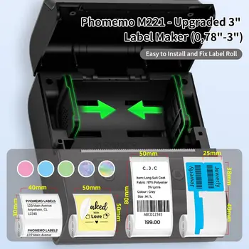 Phomemo M221 Label Maker Портативный Принтер Этикеток с Аккумулятором 2200 мАч, Мини Термопринтер для Самоклеящихся Наклеек, Принтер Для Наклеек этикеток Изображение 2