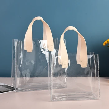 Прозрачная сумка-тоут, водонепроницаемая косметичка, Модная сумка для сопровождения на открытом воздухе, Пляжная сумка-тоут, сумка из ПВХ Изображение 2