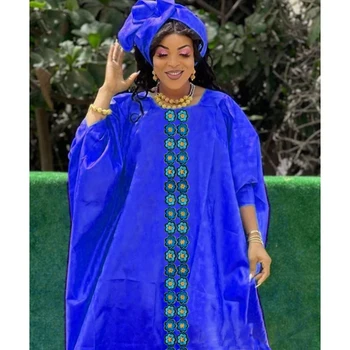 2023 Новейшие Платья Bazin Для Женщин Большого Размера, Оригинальный Длинный Халат Basin Riche Для Свадебной Вечеринки, Халат Femme Basin Dashiki Robe Scar Изображение 2