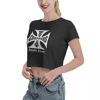 Измельчители West Coast Модель Cross Austin Texas Женский укороченный топ, футболка, уличная одежда в стиле ретро Harajuku, женская рубашка Изображение 2