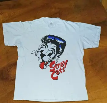 Футболка Stray Cats с концертом в туре 90-х 1998, футболка-ремейк, белая рубашка TE5448