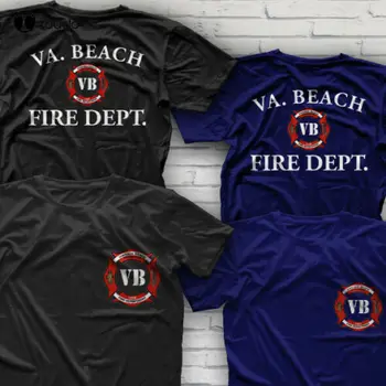 Футболка пожарного департамента Вирджиния-Бич, черная темно-синяя рубашка Для женщин на заказ Aldult Teen Унисекс Xs-5Xl Хлопковая новая футболка