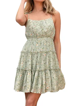 Женское платье-слинг на тонких бретельках с V-образным вырезом, кружевное однотонное летнее мини-платье на тонких бретельках для клубной вечеринки