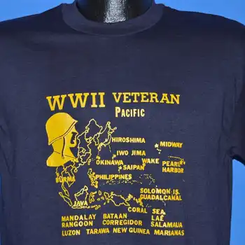 футболка с ветераном Второй мировой войны 80-х годов в Тихом океане среднего размера