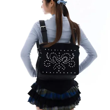 Женский рюкзак с заклепками в виде бабочки, регулируемые плечевые ремни, новая высококачественная модная школьная сумка в стиле Шик, бесплатная доставка Изображение 2