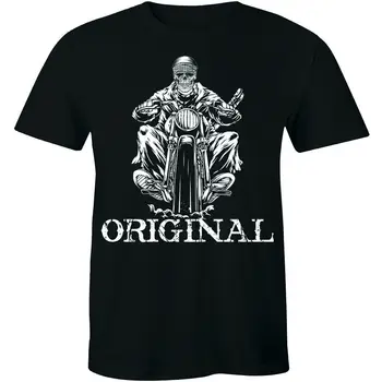 Оригинальная олдскульная футболка с изображением скелета-призрака, байкера, Чоппера, мотоциклиста