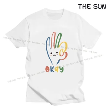 Футболка с принтом Kawaii OK, повседневная футболка, уличная мода, одежда с коротким рукавом, уличная одежда, мужской хлопок в стиле хип-хоп Изображение 2